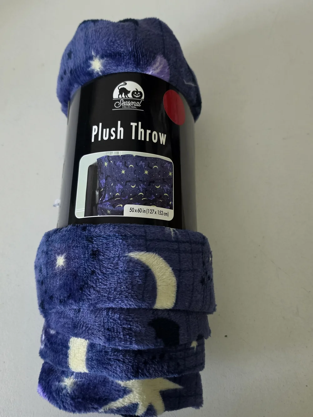Plush Throw Blanket - Halloween Navy Moon & Stars